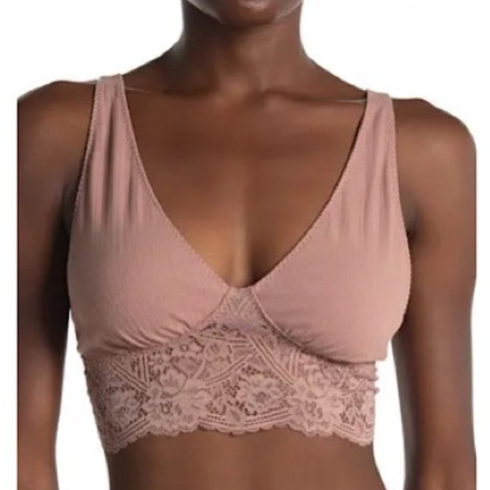 FREE PEOPLE Teegan Lace Trim V-Neck Bralette